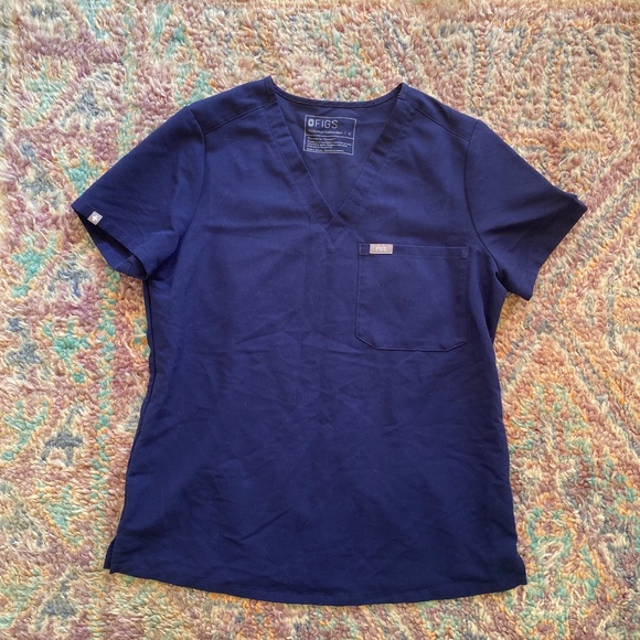 Catarina One-Pocket Scrub Top, Navy, Small Regular - Picture 2 of 4